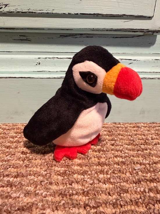 Ty Other - RARE Ty Puffin Plush - Black, White, Orange & Red Beak Errors on tag
